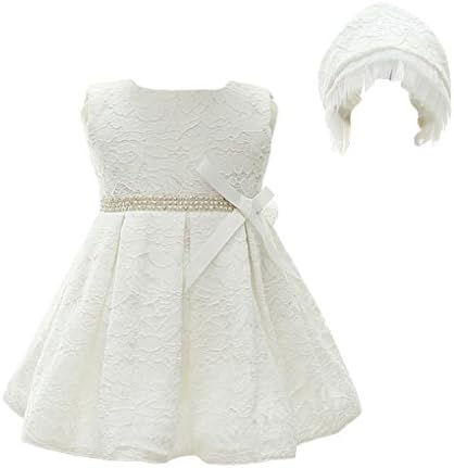 Romping House Baby Girls Floral Lace Christening Gown Embroidered Baptism Dress with Bonnet