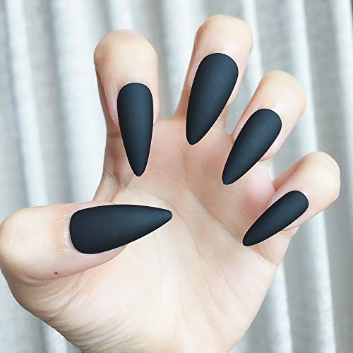 Artquee 24pcs Black Matte Long Stiletto Fake Nails Press on Nail False Tips Manicure for Women and Girls Artquee 24pcs Black Matte Long Stiletto Fake Nails Press on Nail False Tips Manicure for Women and Girls