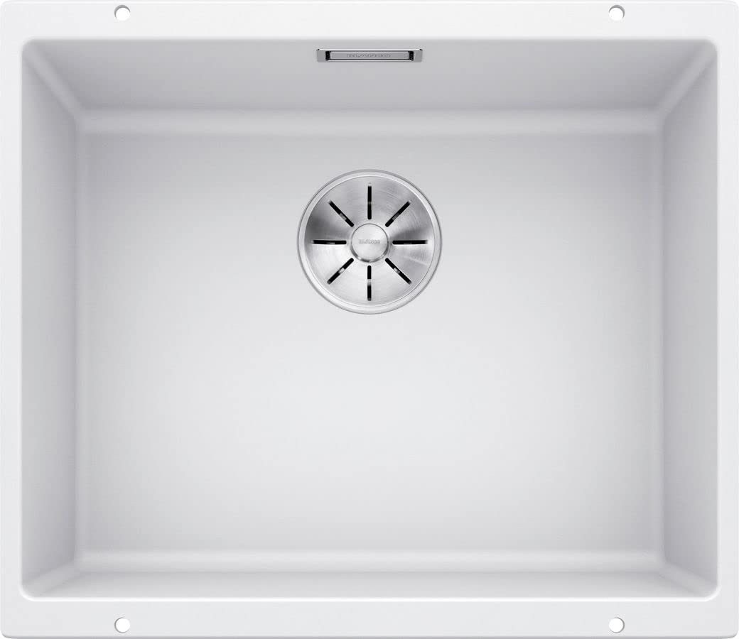 BLANCO SUBLINE 500-U | SILGRANIT Sink in White | Installation Type: undermount Installation | for 60 cm Wide Base cabinets | One Cut-Out and only one Installation | [53x46x20.2 cm]