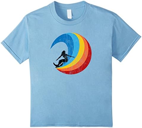 unisex-child Surfer Girl Vintage Style Wave T-shirt 6 Baby Blue