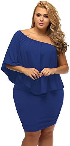 Slash Neck Plus Size Multiple Dressing Layered Ruffles Mini Dress Night Club