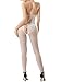OGNEE Bodystocking Women Fishnet Striped Crotchless Backless Stockings White