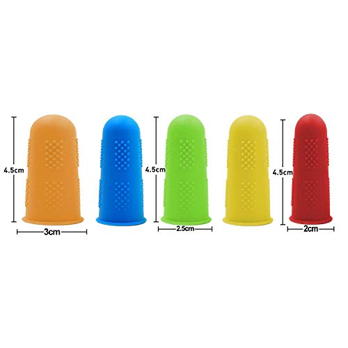 Quable 10 Pieces Silicone Finger,Finger Protector, Finger Sleeves Great for Glue/Craft / Sewist/Wax / Rosin/Resin / Honey/Adhesives /Finger Cracking/Sport Games (Colors)