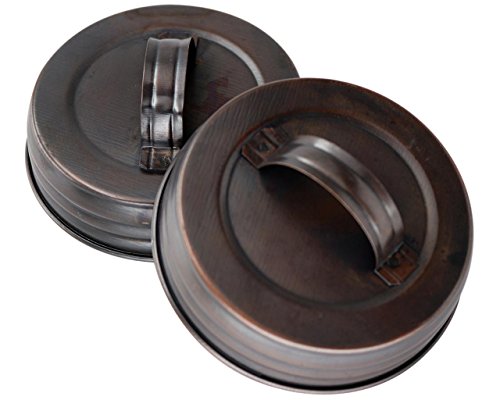 Oil Rubbed Bronze Canister Lid With Handle For Mason, Canning Jars (4 Pack, Wide Mouth)