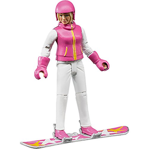 bruder 60420 - Snowboardfahrerin mit Snowboard, Helm, Handschuhen - 1:16 Winter Sportlerin bworld Figur Spielzeug Skifahrer Frau – Bild 5