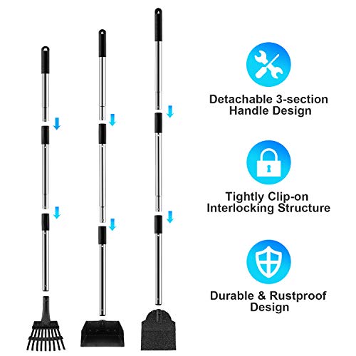 Toozey Dog Pooper Scooper, Upgraded Adjustable Long Handle Metal Pooper