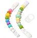 Teether Pacifier Clips - (2 Pack) Silicone Pacifier Holders for MAM, Nuk & Soothie - Fun, Colorful and BPA-Free Unisex Pacifier Holder (Rainbow Heaven + Calming Green)