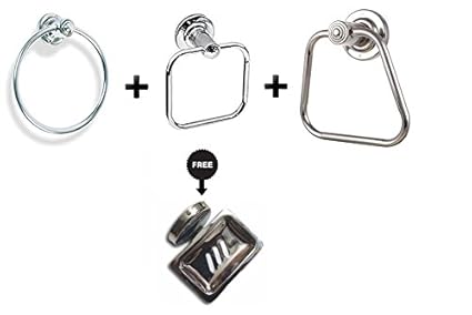 JaggerRod Napkin & Towel Ring Stainless Steel Chrome Finished (Pack Of 3) Free soap Holder