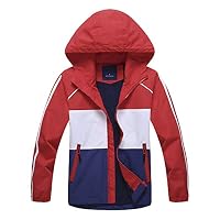 Mobycare Boys Girls Hooded Stripes Jacket Fleece Lined with Multi-Colored Waterproof Light Windbreaker(Stripes Color-M)