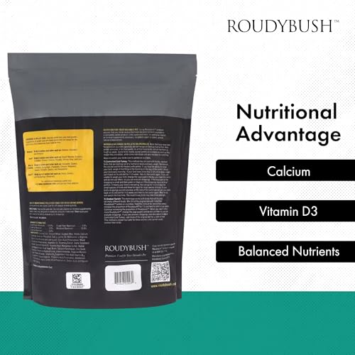 ROUDYBUSH LOW FAT FOOD FOR ADULT BIRDS & CHICKS – SCIENTIFICALLY FORMULATED BIRD FEED – BIRD FOOD PELLETS W/CORN, WHEAT, SOY & MORE – NUTRITIOUS & HEALTHY FEED FOR BIRDS (MEDIUM, 44OZ)