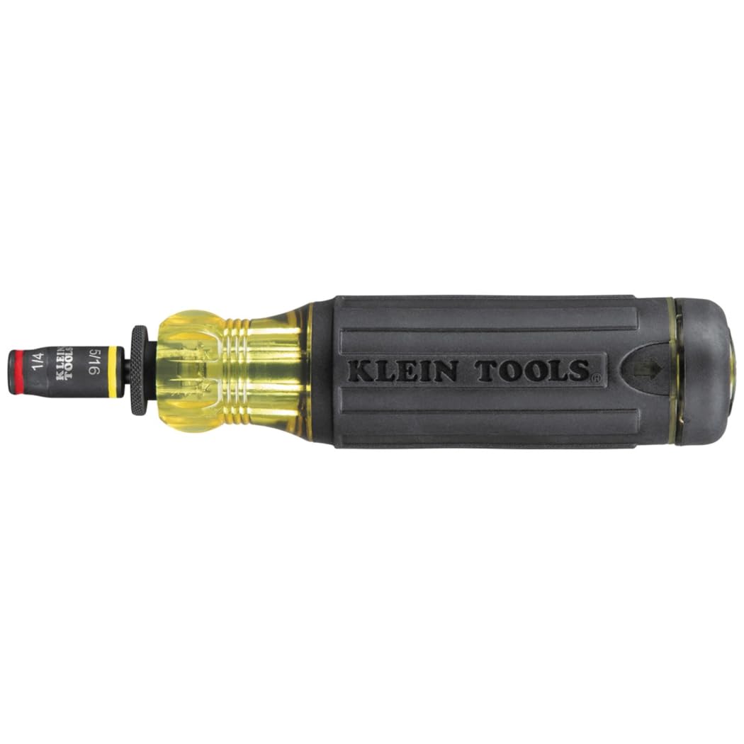 Klein Tools 32304 Screwdriver, 14-in-1 Adjustable Screwdriver with Flip Socket, HVAC Nut Drivers and Bits, Impact Rated