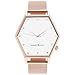 WRISTOLOGY Ellie Womens Hexagon Crystal Rose Gold Boyfriend Watch Metal Mesh Strap