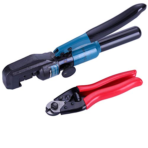 Senmit Hydraulic Cable Crimper Hand Tool for 1/8, 3/16 Stainless Steel Cable Railing Fittings - Wire Swaging Tool - Included Cable Cutter - Thumbnail 6