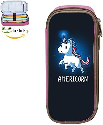 Big Capacity Canvas Mobile Phone Box Multi-Colored for Child Print American Unicorn Pink