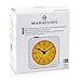 MARATHON Mini Non-Ticking Analog Alarm Clock with Auto Blacklight - Silent Smooth Sweep - Alarm & Snooze Functions - Two AAA Batteries Included, White/White