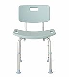 Medline Shower Chair Bath Bench with Back, Supports up to 300 lb, Infused with Microban Antimicrobial Protection, Light Blue