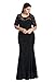 myfeel Women Plus Size Lace Ruched Empire Waist Sweetheart Mermaid Fishtail Cocktail Evening Dress 2X Black