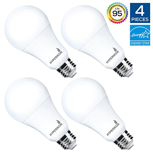 Hyperikon 16W LED Light Bulb A21, 16W (100W Equivalent), CRI95, 1600 Lumens, 3000K (Soft White Glow), Medium Screw Base (E26), ENERGY STAR Certified, UL-Listed, Dimmable - (Pack of 4)