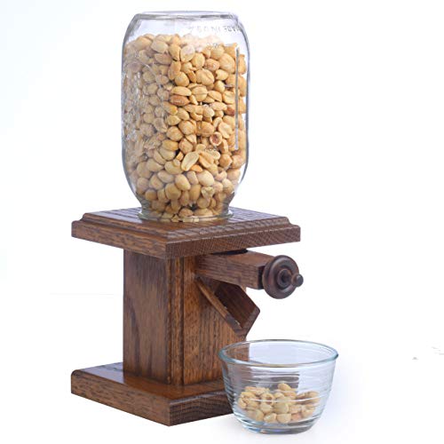 Handcrafted Amish Wooden Candy Dispenser Glass Jar Solid Oak Wood M&M's