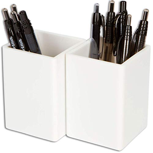 Fernaco Pen and Pencil Holders for Desk (Set of 2), Bright White, Office Desk Organizers, Long-Lasting, Silicone Cups