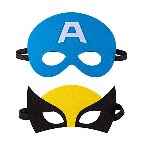 AMASKY Superhero Dress Up Costume Set, Double-Sided Satin Capes with Felt Masks for Kids