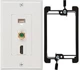 Buyer's Point HDMI 3GHz Coax Ethernet Wall Plate [UL Listed] with Single Gang Low Voltage Mounting Bracket Device (1, White Kit)