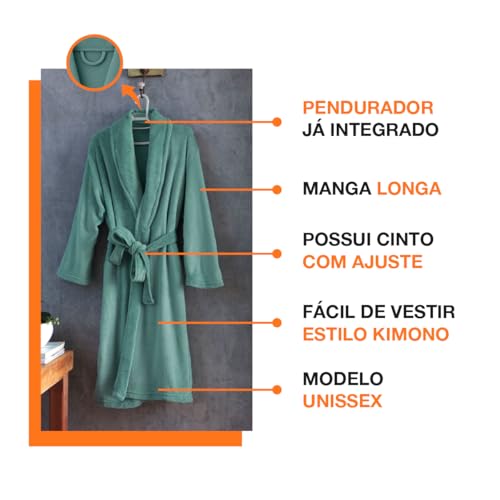 Roupão Microfibra Feminino Masculino Unissex Adulto Quentinho Inverno Frio Super Macio Confortável Antialérgico Secagem Rápida Saída de Banho Casa Hotel Enveloz