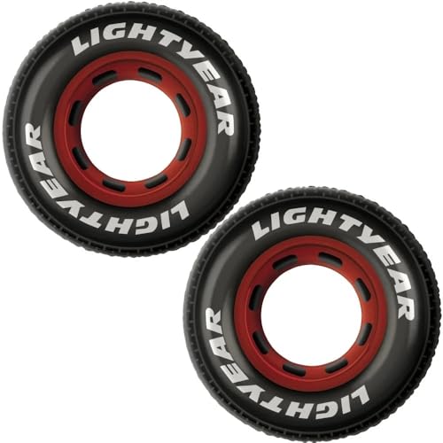 Photo 1 of Multicolor Disney/Pixar Cars 3 Inflatable Plastic Tires - 25" (Pack of 2) - Perfect for Kids Parties, Races & Decorations