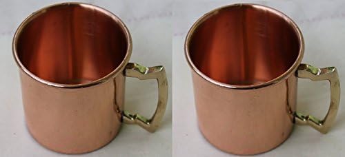 Indian Gifts Store 100% Authentic Copper Moscow Mule Smooth Shots Mug, Size-2-OZ SHOTS MUG Solid Copper Moscow Mule State Plain Shot Mugs Set Of 2