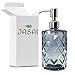 JASAI Diamond Design Glass Soap Dispenser with 304 Rust Proof Stainless Steel Soap Pump, Clear Glass 12 Oz Kitchen Soap Dispenser for Bathroom Accessories, Countertop (Clear Grey)