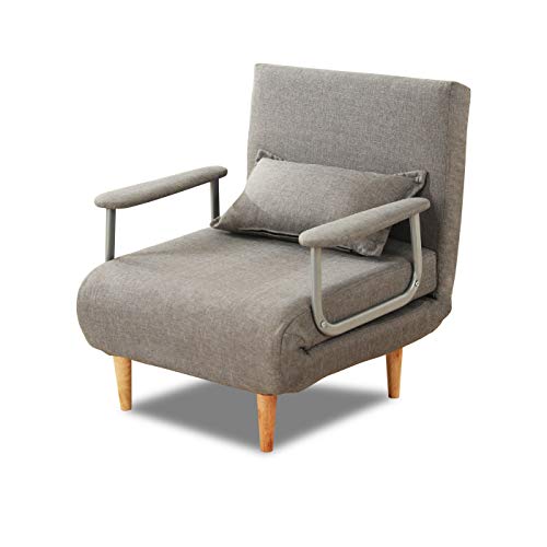 windaze Folding Sofa Bed Portable Sleeper Chaise Lounges with Detachable Armrest and Memory Foam Mattress,Leisure Recliner Lounge Couch for Guest(Grey) - Thumbnail 7