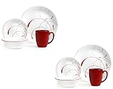 Corelle Livingware 16-Piece Dinnerware Set, Splendor Coupe (Set of 2 total 32-Pieces)