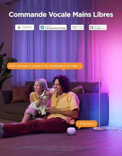 Govee RGBIC Living Room Floor Lamp, WiFi LED Floor Lamp Works with Alexa, Matter, Google APP, Music Sync, 16 Million Colours and 61 Stage Modes, Modern Lamp for Bedroom Room, Gold