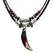 PopJ Charm Wolf Tooth Pendant Tribal Braided Leather Rope Courage Necklace Adjustable