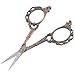 Souarts Vintage European Style Stainless Steel Precision Scissor for Embroidery Sewing Craft Art Work Everyday Use (Red-Brown)