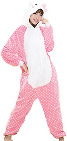 Cartoon Sleepwear Unisex Costume Animal Cosplay One-piece Onesie Pajamas-Hello Kitty