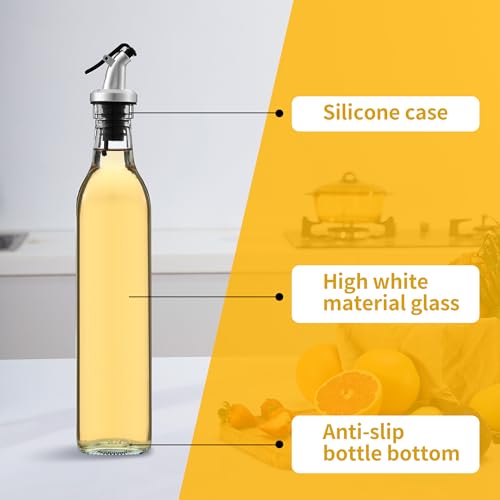 HAOYULUO Set of 2 Oil Bottles, 500 ml Olive Oil Spout, Oil Dispenser with Funnel, Suitable for Kitchen, BBQ and Other Outdoor Picnic Activities