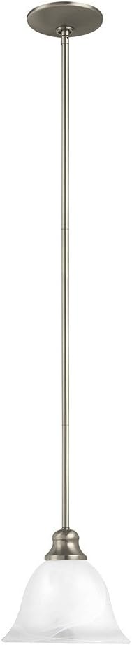 Sea Gull Lighting 61940-962 Windgate One-Light Mini-Pendant with Alabaster Glass Shade, Brushed Nickel Finish