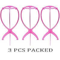 3 Pack Wig Stands for All Wigs,13.8 Inches Portable Durable Wig Holder,FFLIN Travel Wig Stands,Collapsible Wig Dryer(pink)