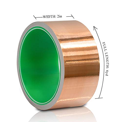 Copper Foil Tape with Conductive Adhesive, for EMI Shielding, Guitar, Soldering, Electrical Repairs, Paper Circuits, Crafts, Grounding