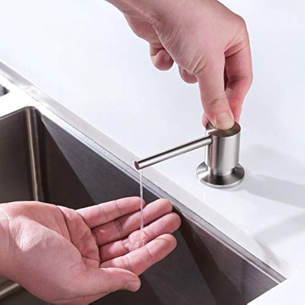 Brass Commercial Built In Undermount Soap Dispenser, Brushed Nickel