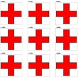 Red Cross On White - SET of 9 - Window Bumper Laptop Stickers