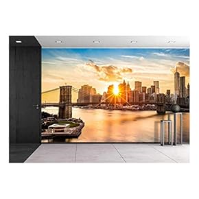 Brooklyn Bridge and The Lower Manhattan Skyline at...