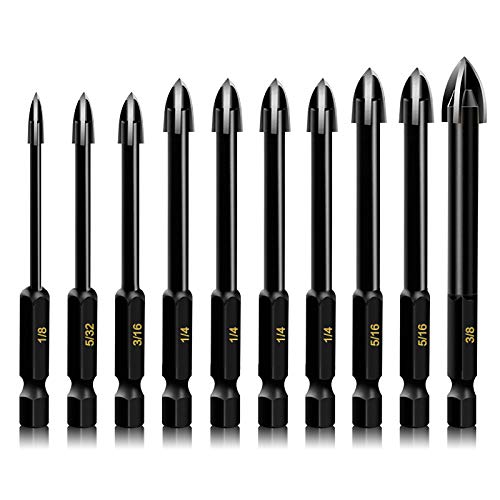 10-Piece Glass Concrete Drill Bit Set, Masonry