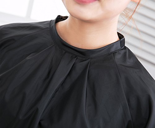 Maximum Cover Salon Hair Cutting Cape, Black Salon Gown with Half Sleeves, 50" x 59" , 5.7 Ounces