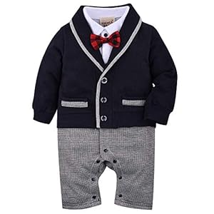 ZOEREA Baby Jongens Pak Romper Trouwpak Broek Vlinderdas Jasje Een Stukje Set Button Banket Pak