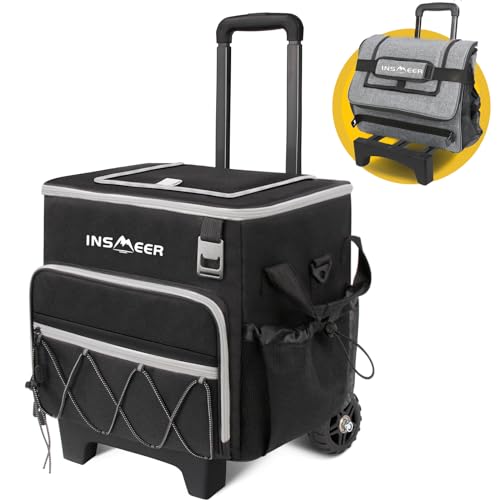 Photo 1 of INSMEER Cooler with Wheels - 40L/60Cans Soft Cooler Bag, Insulated, Collapsible, Leakproof - Ideal for Beach, Camping, Travel, Picnic, Grocery Shopping & More Outdoor Adventures