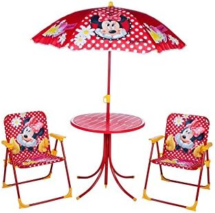 minnie mouse table and chairs with umbrella