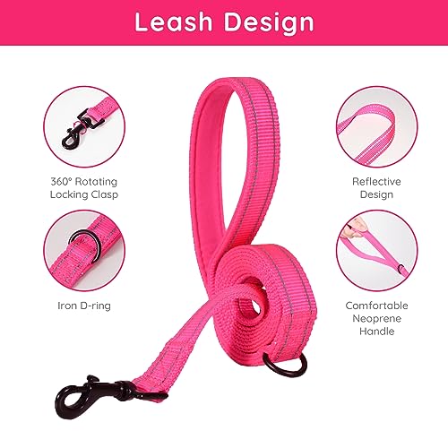 BELLA & PAL Dog Vest Harness for Small Medium Dogs, No Pull Dog Harness for Small Dogs with Leash,Comfortable Air Mesh Dog Harness with Reflective Strip(Hot Pink,XXS)