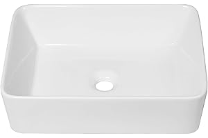 Vessel Sink Rectangular - Sarlai 19"x15" White Bathroom Sink Rectangle Above Counter Porcelain Ceramic Bathroom Vessel Vanity Sink Art Basin